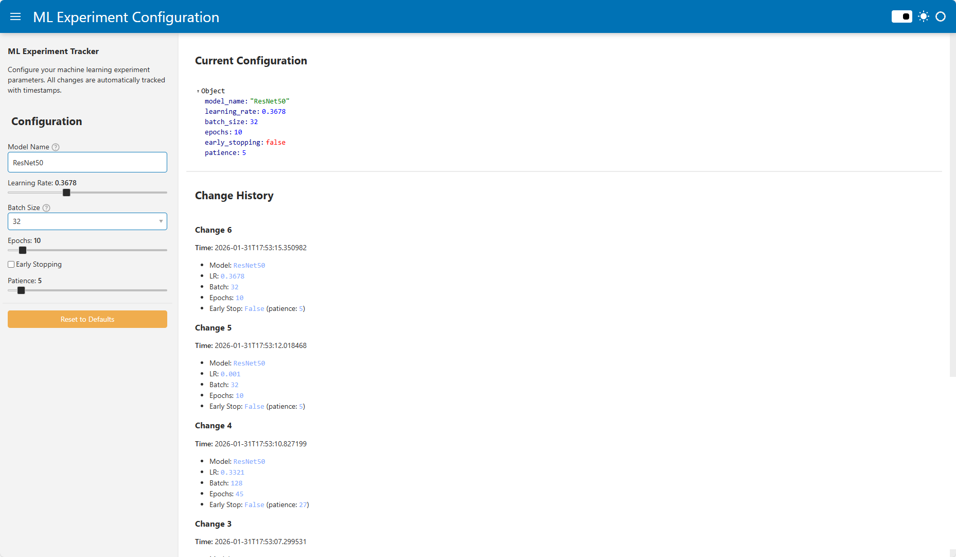 ML Experiment Tracker